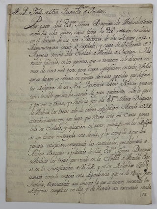 Item #12727 [Manuscript Letter to the Provincial of Yucatan, Instructing Him to Inquire About...
