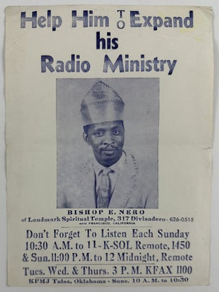 Item #12804 Help Him to Expand His Radio Ministry. Bishop E. Nero of Landmark Spiritual Temple,...
