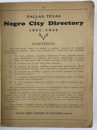 Dallas, Texas Negro City Directory 1941-1942.