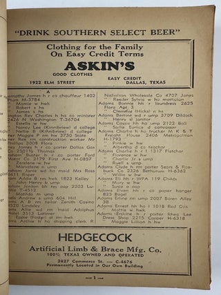 Dallas, Texas Negro City Directory 1941-1942.