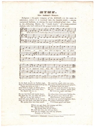 Item #12912 Hymn. The Indian's Prayer. Native Americans, Music, Thomas Daniel Cowdell