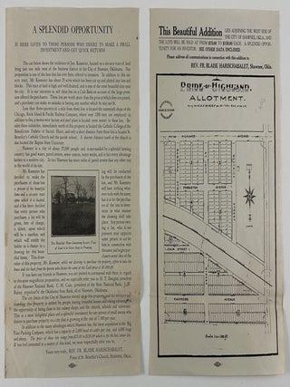Item #12974 [Circular Letter and Promotional Plat Map Advertising Available Land in the Pride of...