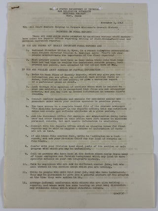 Item #13044 [Memoranda Containing Instructions for Final Reports on the Minidoka Internment Camp...