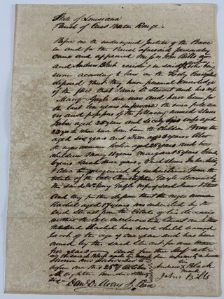 Item #13107 [Manuscript Legal Affidavit Regarding Disputed Ownership of Several Named Slaves in...