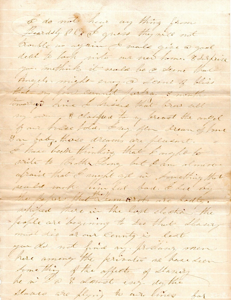 Item #13142 [Partial Autograph Letter Signed from Union Soldier Reuben Kirk, to His Wife in Springfield, Vermont, Describing Escaped Slaves Seeking Refuge with Union Forces in Virginia, and the Growing Anti-Slavery Sentiment of Rank-and-File Soldiers]. Civil War, Reuben Kirk, Emancipation, Contrabands.