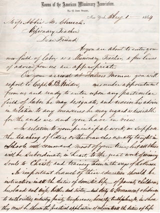 Item #13193 [Autograph Letter Signed by George Whipple, as Corresponding Secretary of the...