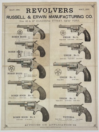 Revolvers from Russell & Erwin Manufacturing Co. May, 1881. Lithography, Russell, Erwin, Firearms.
