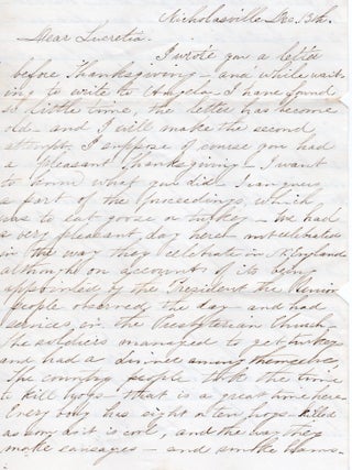 Item #13240 [Civil War-Era Letter from "Lizzie" in Kentucky, Comparing Thanksgiving...