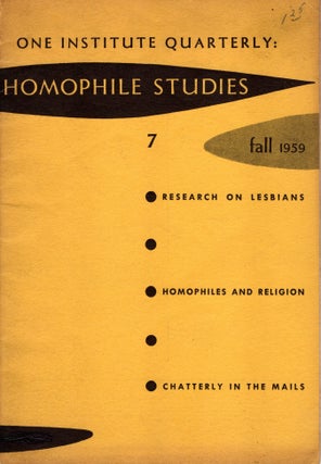 Item #13250 One Institute Quarterly: Homophile Studies. Fall 1959. Vol. II, No. 4. LGBTQIA, James...
