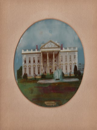 Handsome Early Hand-Painted Glass Photograph of the White House. Photography.
