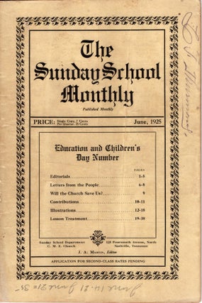 Item #13264 The Sunday School Magazine. Vol. 1, No. 1. African Americana, J. A. Martin, Tennessee