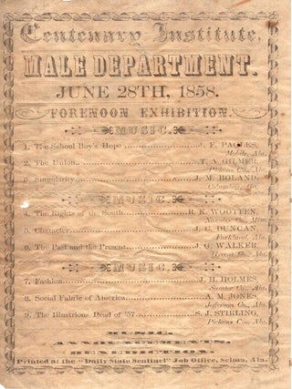 Item #13287 Centenary Institute. Male Department. June 28th, 1858. Forenoon Exhibition [caption...