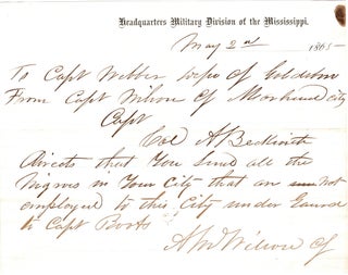 Item #13315 [Manuscript Telegraph Text Sent from A.W. Wilson, in Morehead City, North Carolina,...