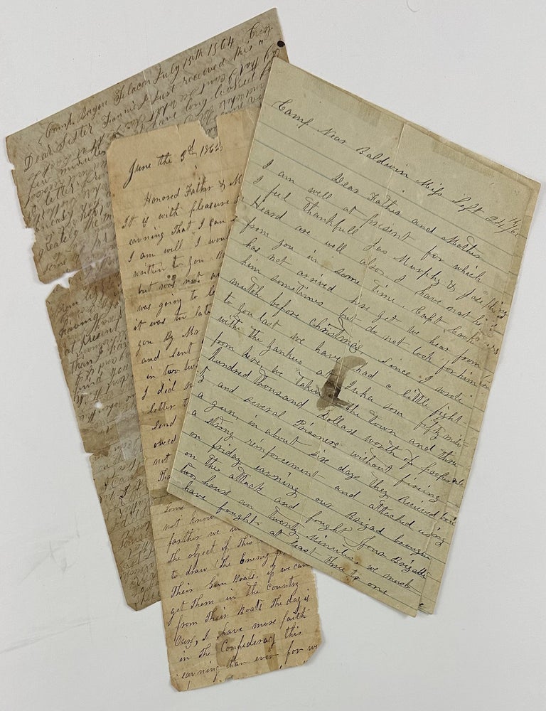 Item #13323 [Wartime Autograph Letter Signed, from J.W. McDaniel, Co. A, First Texas Legion, to His Parents, Detailing a Notable Early Civil War Battle in the Western Theater]. Texas, J. W. McDaniel, Civil War.