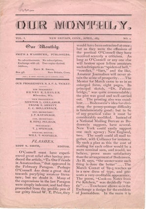 Item #13373 Our Monthly. Vol. I, No. 2. Amateur Periodicals, Connecticut