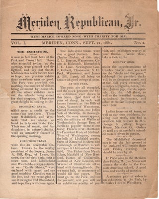 Item #13377 Meriden Republican, Jr. Vol. I, No. 2. Amateur Periodicals, Connecticut