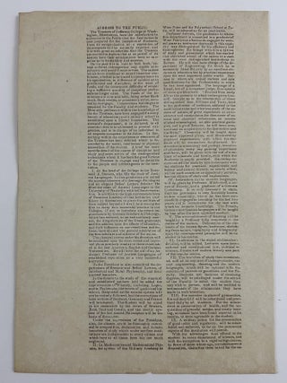 Item #3269 Address to the Public. The Trustees of Jefferson College at Washington, Mississippi,...