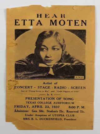 Item #3392 Hear Etta Moten. Artist of Concert - Stage - Radio - Screen...In a Presentation of...