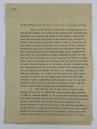 Item #3905 [Petition Pertaining to the Activities of the Hattie Q. Brown Club, an...
