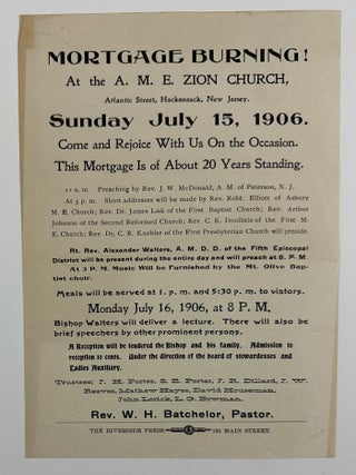 Item #4138 Mortgage Burning at the A.M.E. Zion Church, Atlantic Street, Hackensack, New Jersey....