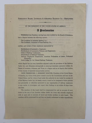 Item #4149 Emergency Board, Louisiana & Arkansas Railway & Co. - Employees. By the President of...