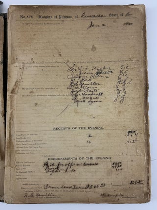 Item #4182 [Manuscript Ledger Book Recording Three Years of Meetings for the Pine Tree Lodge of...