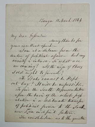 Item #4727 [Manuscript Letter on Reconstruction by Noted American Politician John Appleton,...