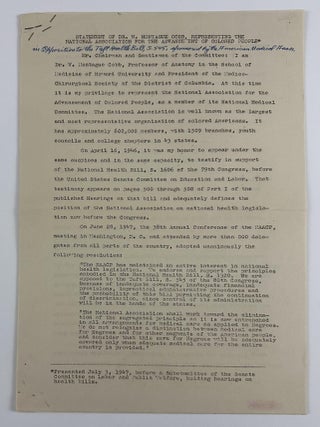 Item #4966 Statement of Dr. W. Montague Cobb, Representing the National Association for the...