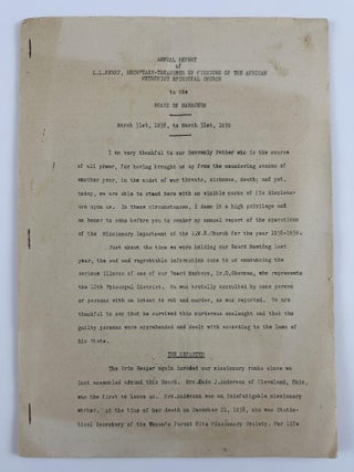 Item #5098 Annual Report of L.L. Berry, Secretary-Treasurer of Missions of the African Methodist...