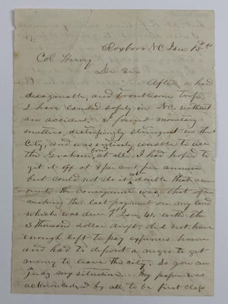 Item #5563 [Letter from a Cotton Planter in North Carolina, Discussing the Use of Slaves As...