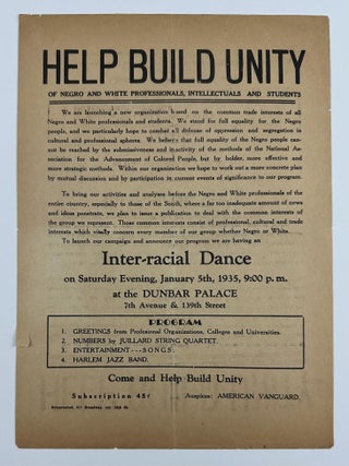 Item #5892 Help Build Unity of Negro and White Professionals, Intellectuals, and Students...
